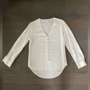Veronica Beard Silk Embroidered Sleeve Blouse Size 2